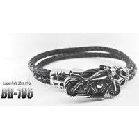 Br-186, Bracelet cuir tressé moto relief